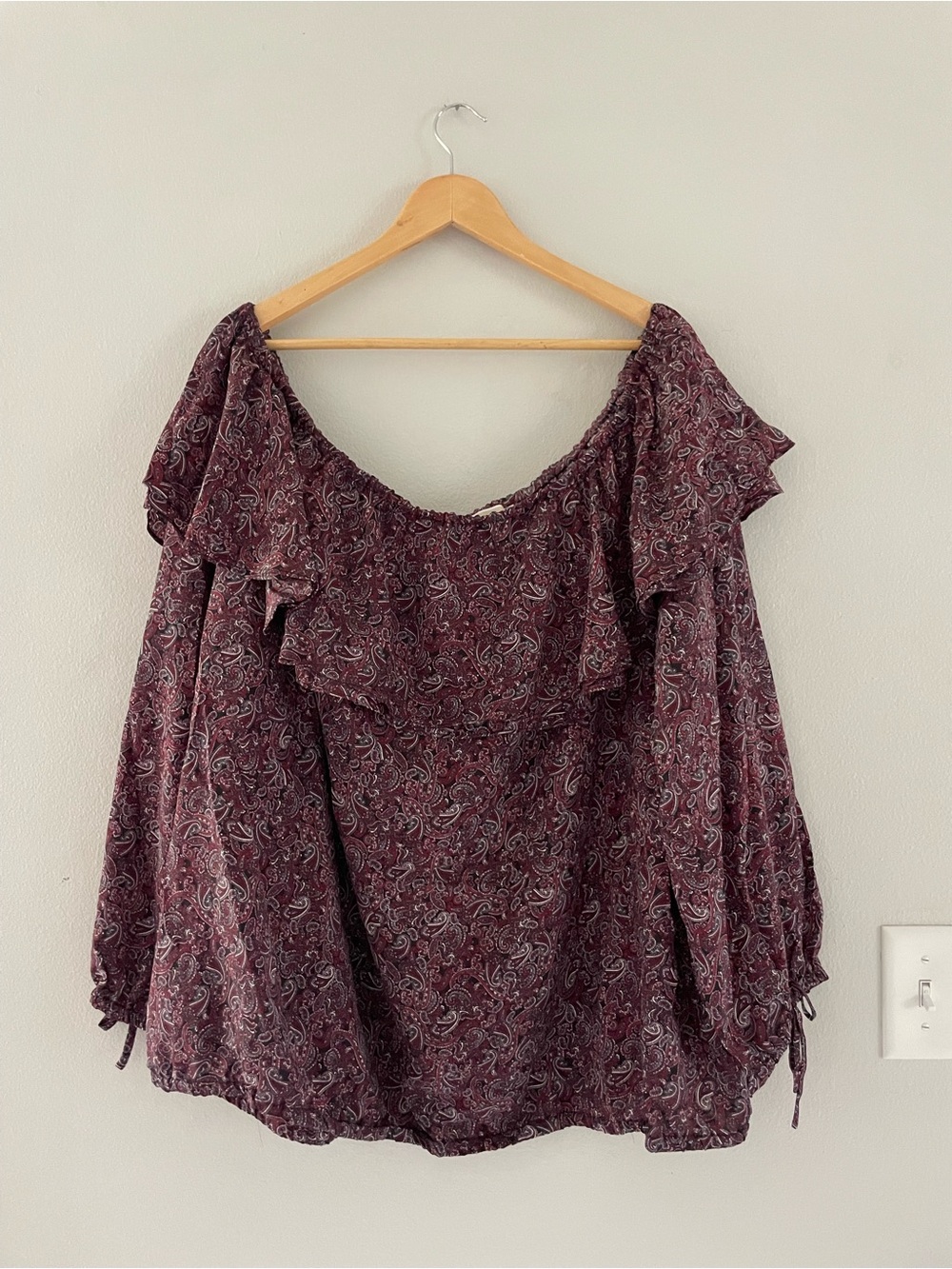 MICHAEL Michael Kors Burgundy Paisley Off-Shoulder Blouse